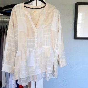 Maeve Ivory Patchwork Loose Drop Waist Top